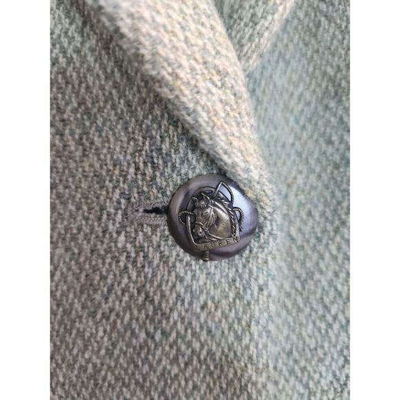 Lauren Ralph Lauren Women Green/Grey Tweed Wool Blend 3 Button Blazer size 16 - Picture 7 of 11